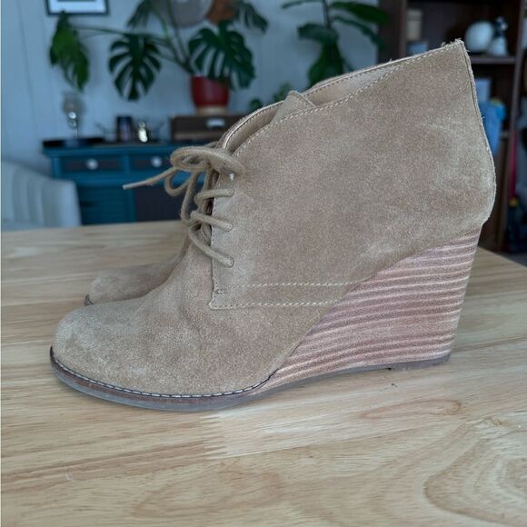 Lucky Brand Shoes - Lucky Brand Tan Suede Wedge Booties